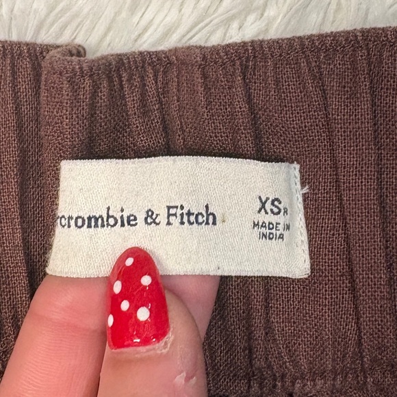 Abercrombie & Fitch Linen-Blend Ultra Wide-Leg Pant Brown - Picture 3 of 4